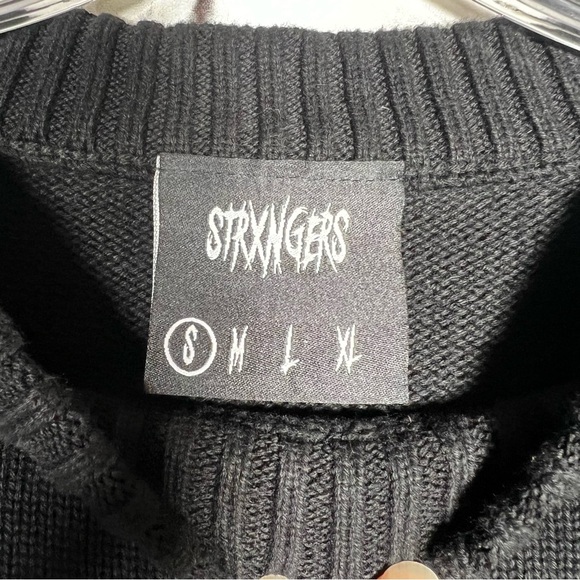 Strxngers Heavy Punk Graphic Crewneck Pullover Knit Sweater HTF RARE Size Small - Picture 7 of 10